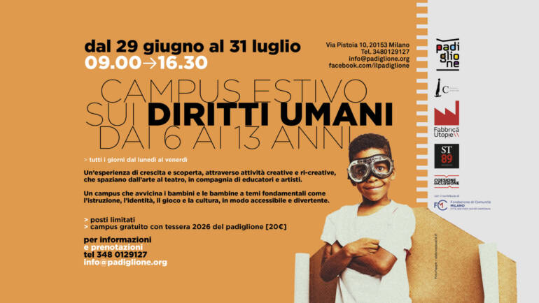 Campus estivo gratuito sui diritti umani dai 6 ai 13 anni